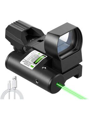 Rechargeable Red Dot Sight with Red/Green Laser & 4 Reticle Options - Optics